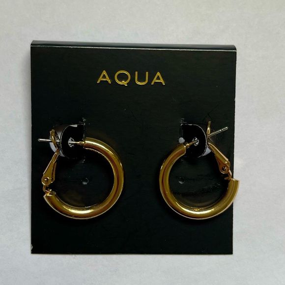 Aqua Jewelry - Aqua Hoop Gold Tone Earrings, NEW⭐️